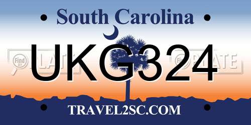 UKG324 South Carolina License Plate