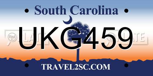 UKG459 South Carolina License Plate
