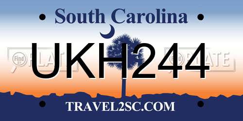 UKH244 South Carolina License Plate