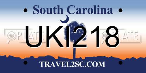 UKI218 South Carolina License Plate