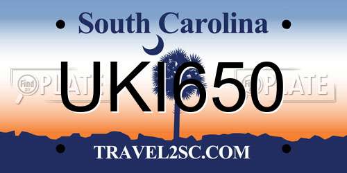 UKI650 South Carolina License Plate