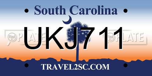 UKJ711 South Carolina License Plate