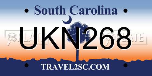 UKN268 South Carolina License Plate