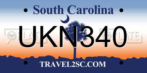 UKN340 South Carolina License Plate