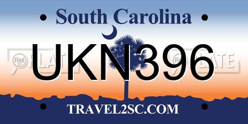 UKN396 South Carolina License Plate