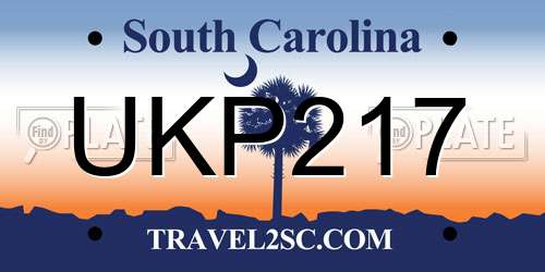 UKP217 South Carolina License Plate