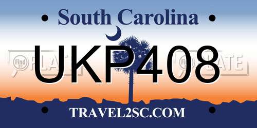 UKP408 South Carolina License Plate