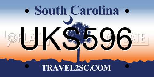 UKS596 South Carolina License Plate