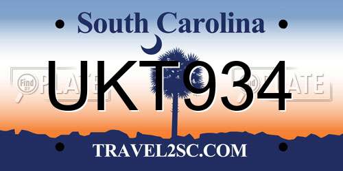 UKT934 South Carolina License Plate