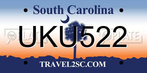 UKU522 South Carolina License Plate