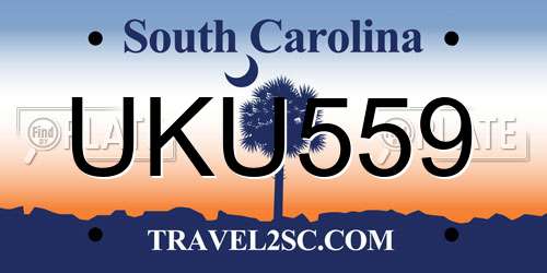UKU559 South Carolina License Plate