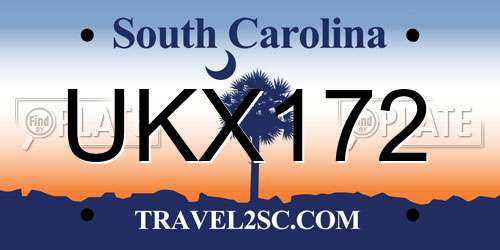 UKX172 South Carolina License Plate