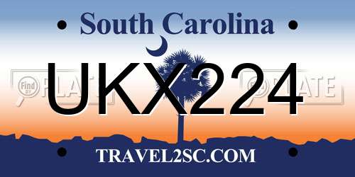 UKX224 South Carolina License Plate