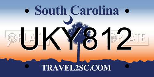 UKY812 South Carolina License Plate