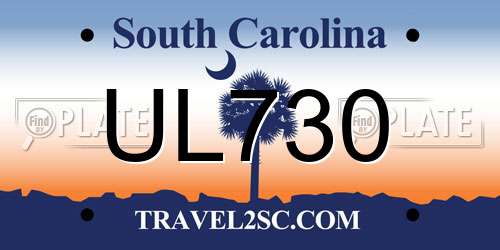 UL730 South Carolina License Plate
