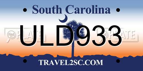 ULD933 South Carolina License Plate