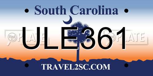 ULE361 South Carolina License Plate