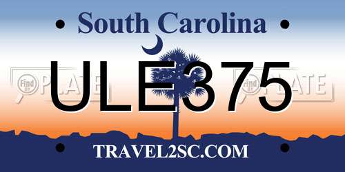ULE375 South Carolina License Plate
