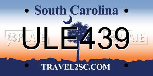 ULE439 South Carolina License Plate