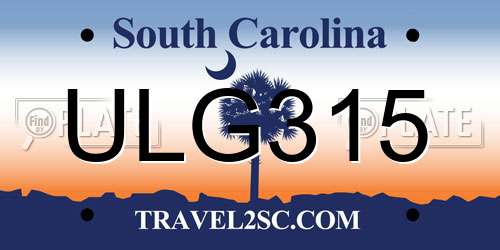 ULG315 South Carolina License Plate