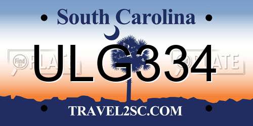 ULG334 South Carolina License Plate