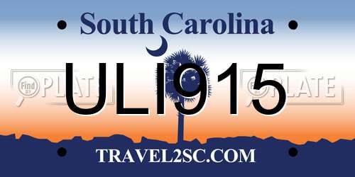 ULI915 South Carolina License Plate