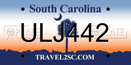 ULJ442 South Carolina License Plate