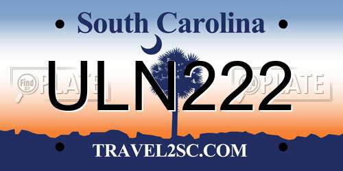 ULN222 South Carolina License Plate