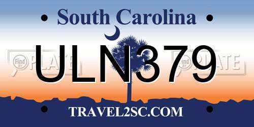 ULN379 South Carolina License Plate