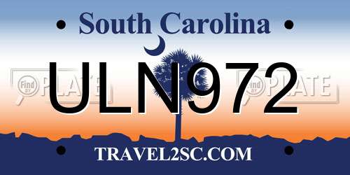ULN972 South Carolina License Plate
