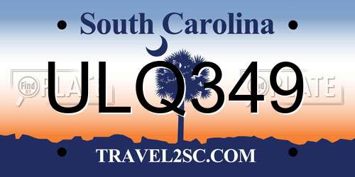 ULQ349 South Carolina License Plate