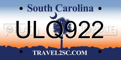 ULQ922 South Carolina License Plate
