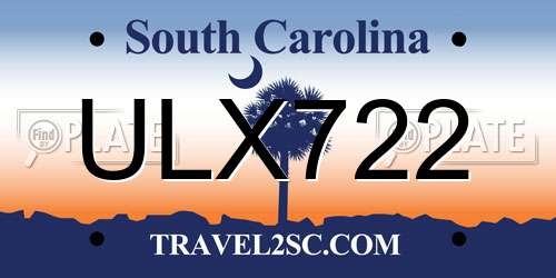 ULX722 South Carolina License Plate