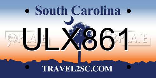 ULX861 South Carolina License Plate