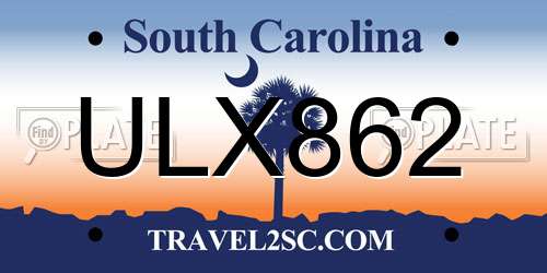 ULX862 South Carolina License Plate