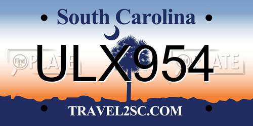 ULX954 South Carolina License Plate