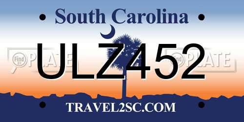 ULZ452 South Carolina License Plate