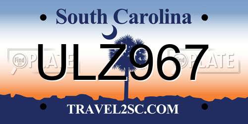 ULZ967 South Carolina License Plate