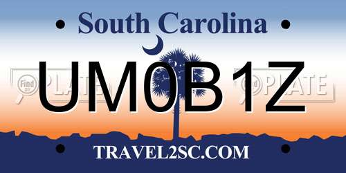 UM0B1Z South Carolina License Plate