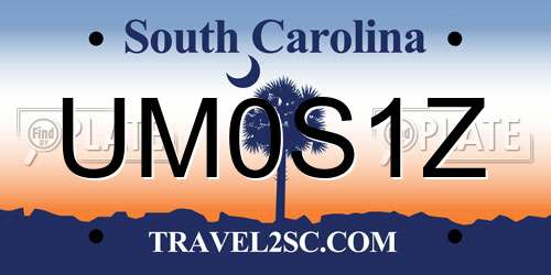 UM0S1Z South Carolina License Plate