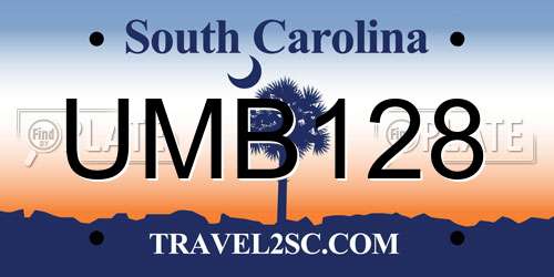 UMB128 South Carolina License Plate