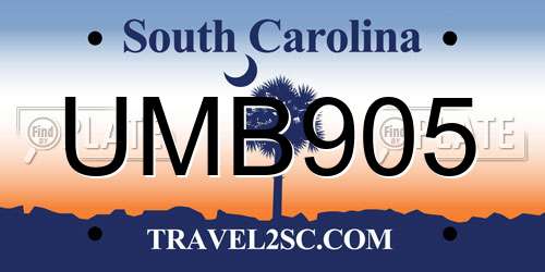 UMB905 South Carolina License Plate