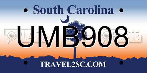 UMB908 South Carolina License Plate