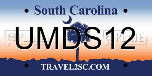 UMDS12 South Carolina License Plate