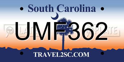UMF362 South Carolina License Plate