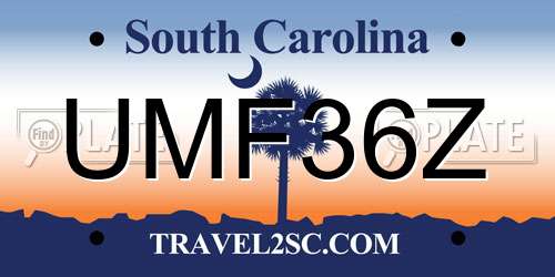 UMF36Z South Carolina License Plate