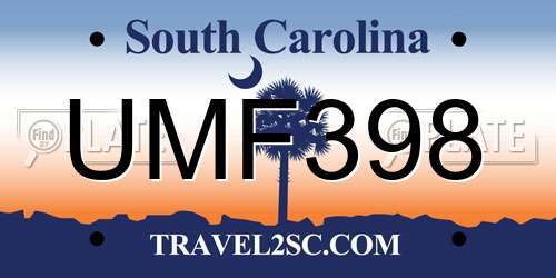 UMF398 South Carolina License Plate