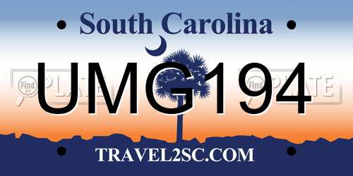 UMG194 South Carolina License Plate