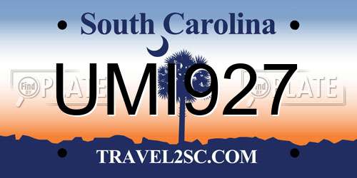 UMI927 South Carolina License Plate