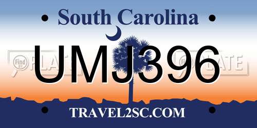 UMJ396 South Carolina License Plate